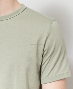T-shirt léger en coton vert olive pour homme, manches courtes, col rond, coupe classique, couleur unie, tricot jersey, design uni, 160 g - Product Image 4