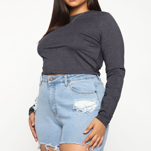 Camiseta Corta Informal de Otoño para Mujer, Ligera y Transpirable, de Manga Larga, Ajustada, Personalizada, Tallas Grandes, Venta al por Mayor - Product Image 3