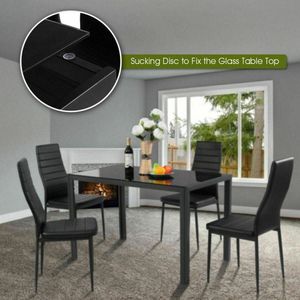Juego de Comedor de 5 Piezas con Estructura Metálica y Cubierta de Vidrio, Elegante Juego de Comedor - Product Image 3