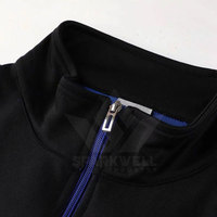 Chándal de Otoño para Hombre, Color Azul, con Bloques de Color, Manga Larga, Cuello Alto, Transpirable, Ligero, 100% Algodón, Secado Rápido, Corte Regular