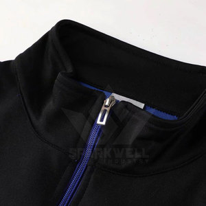 Survêtement d'automne pour homme, bleu, à blocs de couleur, manches longues, col montant, respirant, léger, 100 % coton, séchage rapide, coupe classique - Product Image 4