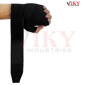 Service OEM ODM – Bandes de boxe noires professionnelles élastiques et respirantes pour entraînement MMA, avec étiquette personnalisée, sangles de poignet - Product Image 4
