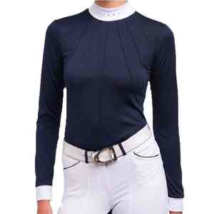 Chemise d'équitation pour femme, col rond, tissu respirant et anti-transpiration, qualité premium. - Product Image 4