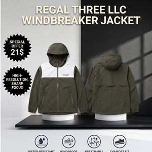 Casual Outerwear <b>Windbreaker</b> Jackets Men Waterproof Hooded Jackets Unisex 100% Nylon Wind Breaker Zipper Hoodie - Product Image 1