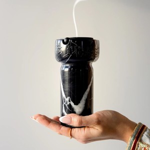 Luxury Black Marble Resin <b>Bakhoor</b> Burner Mabkhara Arabic <b>Oud</b> Incense Burner Islamic Home Fragrance Decor - Product Image 1