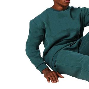 Premium Men's Solid Teal Color Tracksuit Crew Neck Full Sleeve Casual Sweatshirt With Side Pockets 100% Cotton Tracksuit For Men - Product Image 4