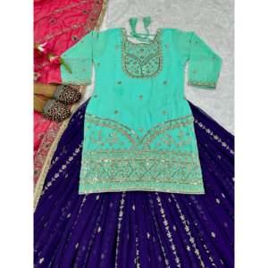 Ensemble de lehenga pour femmes de créateurs, pour les fêtes, avec un haut fantaisie, nouveau style - Product Image 3