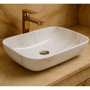Lavabo de Mármol Blanco de Lujo para Baño - Ecológico y Duradero a Bajo Precio - Product Image 1