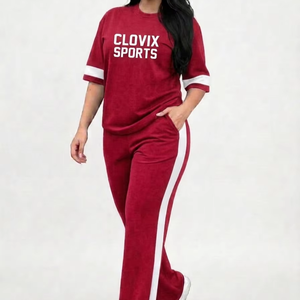 Wholesale Luxury Women 2 Piece <b>Tracksuit</b> Set Half Sleeves Tee Wide Leg Pants Summer Friendly Streetwear Top Quality Manufacturer - Product Image 1