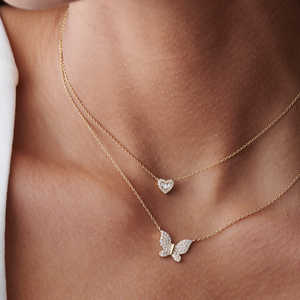 Wholesale 925 Sterling <b>Silver</b> Engagement Wedding Party New Fashion Classic Double <b>Layers</b> Butterfly Charm Pendant <b>Necklace</b> - Product Image 1