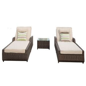 ชุดเก้าอี้นอนหวายปรับได้พร้อมเบาะรองนั่งกลางแจ้งลานอาบแดด - Product Image 1