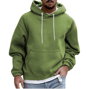 Sweat-shirt à capuche en molleton uni pour homme, coupe classique, tissé respirant, décontracté, manches longues, noir, service OEM - Product Image 1