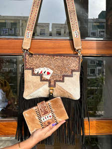 Nuevo bolso de cuero de piel de vaca hecho a mano Real Western para mujer, bolso de noche elegante y embrague de piel con herramientas, Conjunto Combinado único - Product Image 2