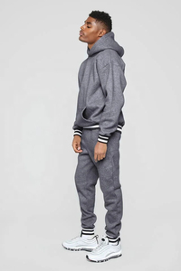 Men's Hooded Tracksuit Set Solid Color Cotton Sweatshirt and Jogger Pants Casual Winter Wear Full Sleeve Drawstring Design - Product Image 6