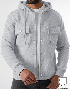 Mens Hooded Sweatshirt 100% Cotton Fleece Regular Fit Solid Color Casual Autumn Wear Pockets Heat Transfer Printed Customizable - Product Image 2