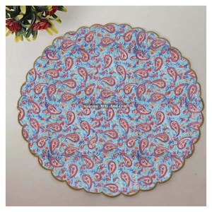 Handmade Printed Modern <b>Round</b> <b>Table</b> Napkin 100% Cotton Unique Design for Airplane, Hotels and Home Use EN080 - Product Image 1
