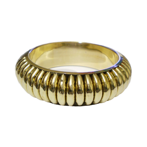 Brazalete de Cobre Chapado en Oro con Diseño de Canalé Vertical Liso de Lujo para Mujer, Brazalete de Diseño de Globo Ancho de Moda, Elegante y con Alto Pulido - Product Image 1