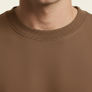 T-shirt pour homme en polyester/coton marron, col rond, coupe classique, motif décontracté, manches courtes, respirant, jersey écologique - Product Image 6