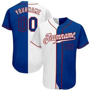 Camiseta de Béisbol Personalizada Blanca y Azul Rey, de Secado Rápido, Sublimación Completa, 100% Poliéster, Protección UV, Ropa Deportiva OEM ODM - Product Image 1