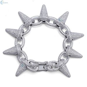 Pulsera cubana de lujo con puntas, diamantes VVS1 cultivados en laboratorio, completamente cubierta de diamantes, estilo hip hop, para él. - Product Image 6