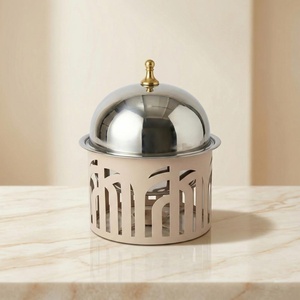 Metal Laser-Cut Design Chafing Dish Round Shape Durable, High Quality Powder Coating And <b>Chrome</b> Finish For Luxury Dining - Product Image 3