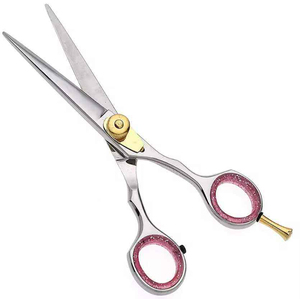 Ciseaux de barbier en acier inoxydable de haute qualité, vis de tension dorée, ciseaux à cheveux professionnels, poignée inclinée, ciseaux de coupe de cheveux pour salon - Product Image 1