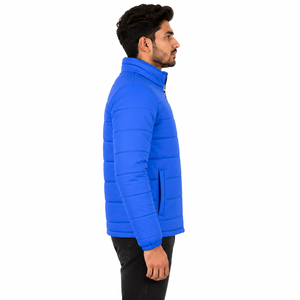 Vestes matelassées pour hommes en gros – Blouson d'hiver rembourré à col montant et manches longues, fermeture éclair intégrale, poches latérales, OEM - Product Image 2