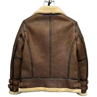 Veste Aviateur Homme en Cuir de Mouton Véritable, Doublure en Fausse Fourrure, Chaude pour l'Hiver, Style Vintage, Col Montant, Fermeture Frontale