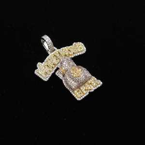 Pendentif personnalisé en argent sterling 925 plaqué or avec moissanite, style hip-hop, bijou serti de pierres - Product Image 2