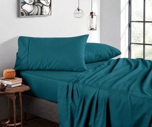 Premium 300 TC <b>King</b> Bed <b>Sheet</b> Set (4-Piece) Elegant Teal Silky Soft & Smooth Bed <b>Sheets</b> Breathable Luxury Bedding Hotel Style - Product Image 1
