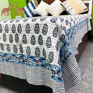 Handmade Modern Design Cotton Bedding Set Quilted Kantha <b>Bedcover</b> with Print Pattern Washable Quilted <b>Bedcover</b> - Product Image 6