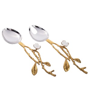 Stylish Stainless Steel Metal Salad Serving Set for Dining Room and Hotel <b>Buffet</b> Styling - Product Image 2
