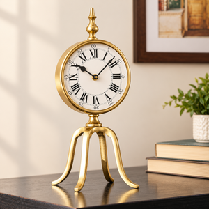 Reloj de Mesa de Latón Vintage con Números Romanos, Reloj de Escritorio de Metal Ornamentado, Reloj de Pie Clásico de Lujo para Decoración del Hogar u Oficina - Product Image 1
