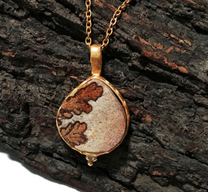 Colgante de Ágata Dendrítica Natural con Engaste de Plata de Ley 925, Bañado en Plata, Forma de Pera, Estilo Bohemia, Unisex - Product Image 6