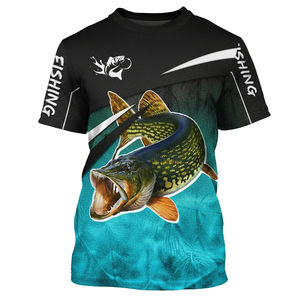 Nueva Camiseta de Pesca Ligera de Manga Corta con Cuello Redondo y Estampado Personalizado, Ropa de Pesca de Poliéster para Actividades al Aire Libre, de Fábrica - Product Image 1