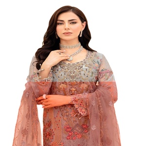 Indian and <b>Pakistani</b> Embroidery Work <b>Dress</b> for Women Three Piece Saari Salwar Kameez Party Wear on <b>Eid</b> Sale - Product Image 1