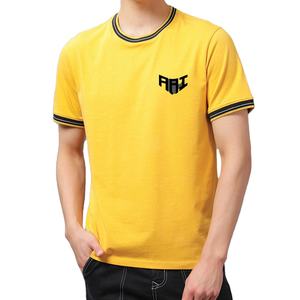 T-shirts pour hommes à col ras du cou avec bordure contrastante, en coton lourd 240 GSM, manches courtes, haut décontracté, fabricant OEM ODM en gros - Product Image 1