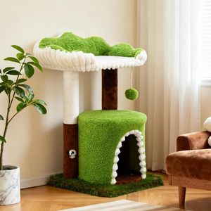 <b>Cat</b> Tree with Sisal <b>Scratching</b> <b>Post</b>, Cozy Condo, Soft Top Perch and Interactive Toy Mouse, Cute Forest Design <b>Cat</b> Furniture - Product Image 1