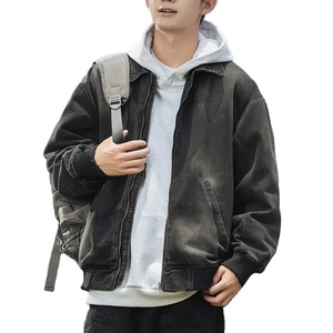 แจ็กเก็ตผ้ายีนส์ซักโอเวอร์ไซส์มีซิปเสื้อโค้ทยีนส์คอปกพับลงแบบลำลองแนวสตรีทแวร์แนววินเทจของผู้ชายสำหรับฤดูใบไม้ผลิฤดูใบไม้ร่วง - Product Image 3