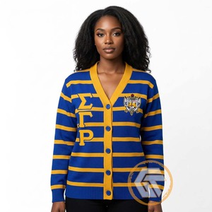 เสื้อสตรีคอวีปักลายอะคริลิค Sigma Gamma Rho แบบสั่งทำพิเศษ คุณภาพสูง สไตล์กรีก สำหรับฤดูหนาว ติดกระดุม ลำลอง - Product Image 2