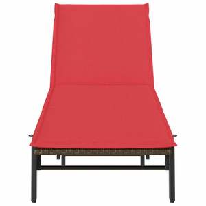 Tumbona de Ratán Sintético Marrón con Cojín, Cómoda Tumbona para Exteriores - Product Image 6