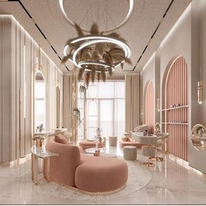 Diseño <span class=keywords><strong>Interior</strong></span> Moderno y Personalizado para Salón de Uñas con Mostrador de Exhibición de Esmaltes con Iluminación LED y Muebles de Madera, Solución Completa para Tiendas - Product Image 6