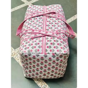 Large Boho Quilted Cotton Women's Duffel <b>Bag</b> Handmade with Durable Polyester Lining for <b>Overnight</b> Travel Weekender <b>Overnight</b> <b>Bag</b> - Product Image 1
