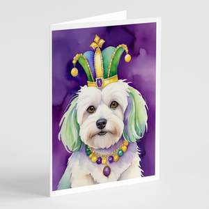 Coton De Tulear King of Mardi Gras Tarjetas de felicitación Pack 8 Whimsical A7 Tamaño 5x7 Tarjetas de notas en blanco con sobres - Product Image 1