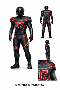 Maillot de football américain personnalisé pour équipe, fabriqué par un fabricant OEM, pour les jours de match, 100 % polyester, léger, col en V, manches courtes, devant - Product Image 4