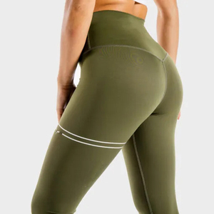 Wholesale Women's Spandex/Polyester High Waist Drawstring Solid Eco-Friendly Tummy <b>Control</b> Stretchable Workout Yoga <b>Leggings</b> - Product Image 2