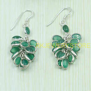 Pendientes Colgantes de Ónix Verde, Plata de Ley 925, Hechos a Mano, Estilo Boho Vintage, Joyería de Piedras Preciosas, Regalo para Ella - Product Image 6