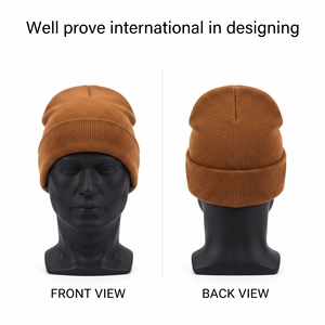 Gorro de Punto Acrílico Premium, 350 GSM, Color Marrón Chocolate, Gorro de Invierno con Etiqueta Tejida Personalizada con Logotipo, Unisex, Ajustable para Adultos - Product Image 4