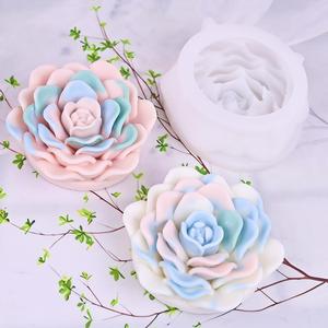 Moule en silicone pour bougie en gypse, chocolat, pâtisserie, forme de fleur de lotus rouge, parfum de pivoine - Product Image 1