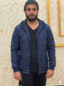 Blouson d'hiver décontracté pour homme en toile bleu marine à capuche, brodé, imperméable, coupe-vent, séchage rapide, avec cordon de serrage interne sur le devant - Product Image 5